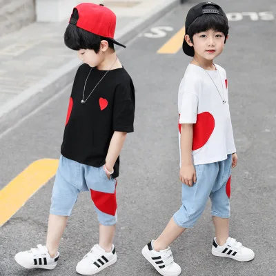 

Children clothing 2022 fashion korean summer sport hip hop kids clothing sets for boy Teen boys clothing