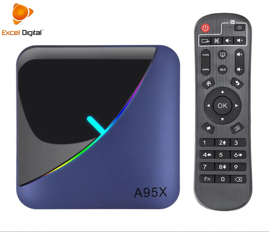 

Lasted 2019 Amlogic S905X3 Android tv box 8K 2gb/16gb Six Color Full RGB light TV BOX A95XF3, Black