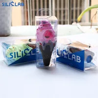 

Siliclab patented silicone dab bubbler ice cream shape tobacco smoking pipe mini glass water pipe