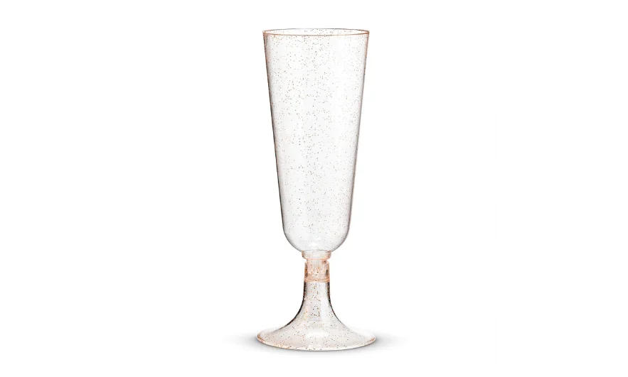 
christmas party supplies disposable clear plastic champagne flute with glitter 
