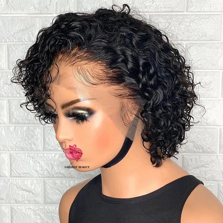 

Pixie Cut Short Curly 100% Human Hair 13X4 Lace Front Wigs for Black Women 130% 150% 180% Density Bob Curly Wigs