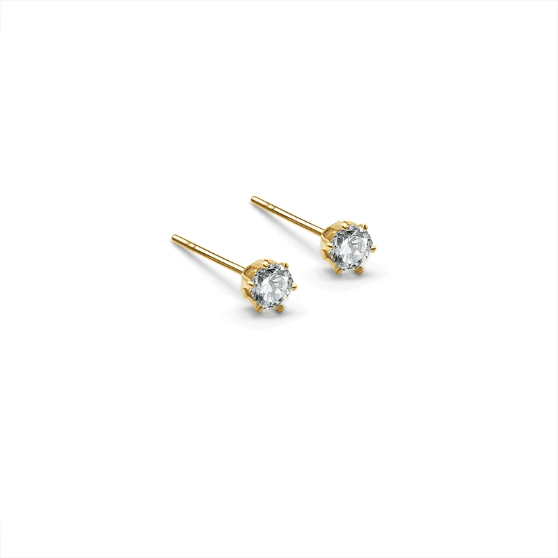 

Ins Jewelry Earrings Super Flash 3 Grade A Single Diamond Stud Earrings Titanium Steel Material Of Gold, Customized color
