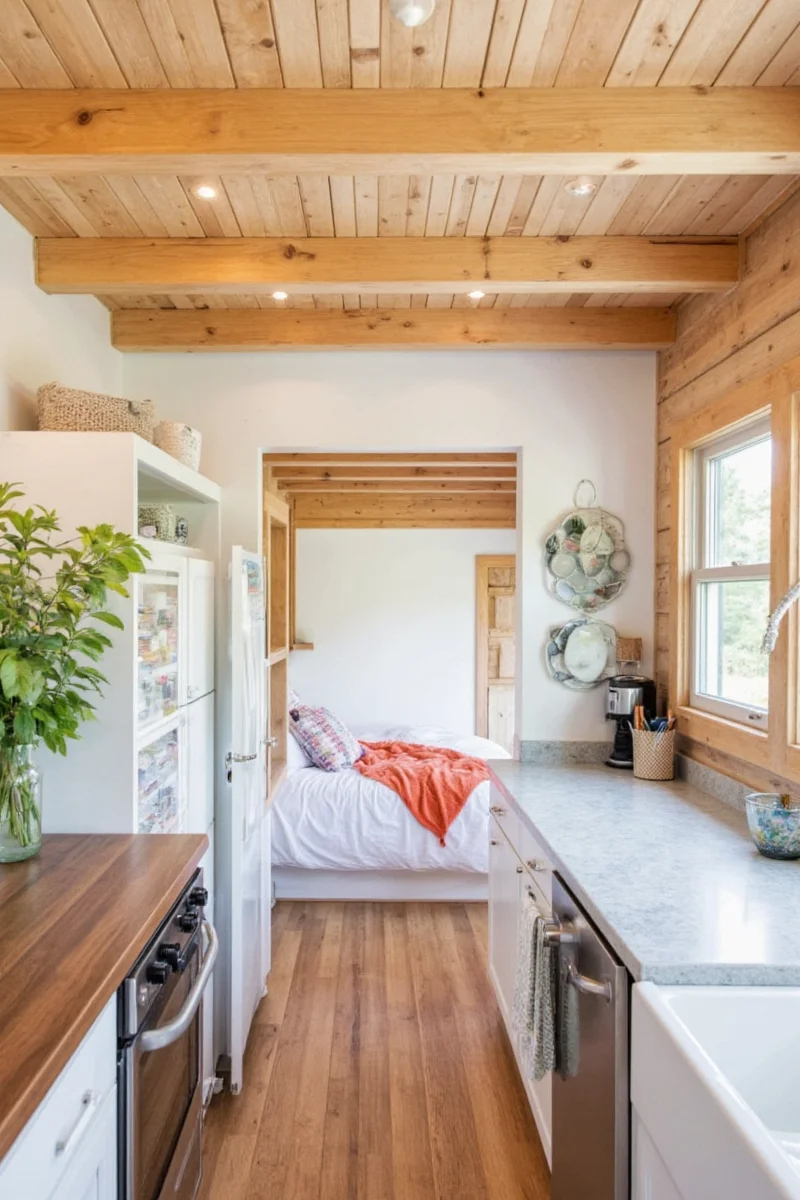 Natural textures in a rustic-style tiny home
