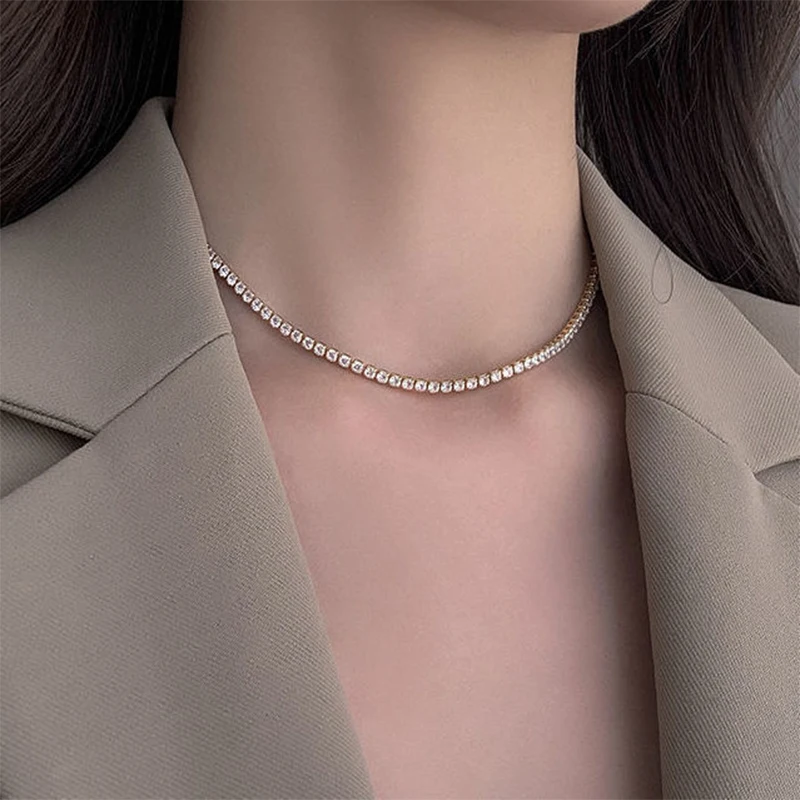 

Vershal B-22 Hot Sale 18k Gold Plated Luxury Minimalist Zircon Choker Necklace For Women