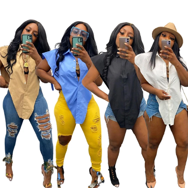 

DUODUOCOLOR Street fashion personality solid color new trend irregular womens clothing summer tops 2021 sexy shirts D97981