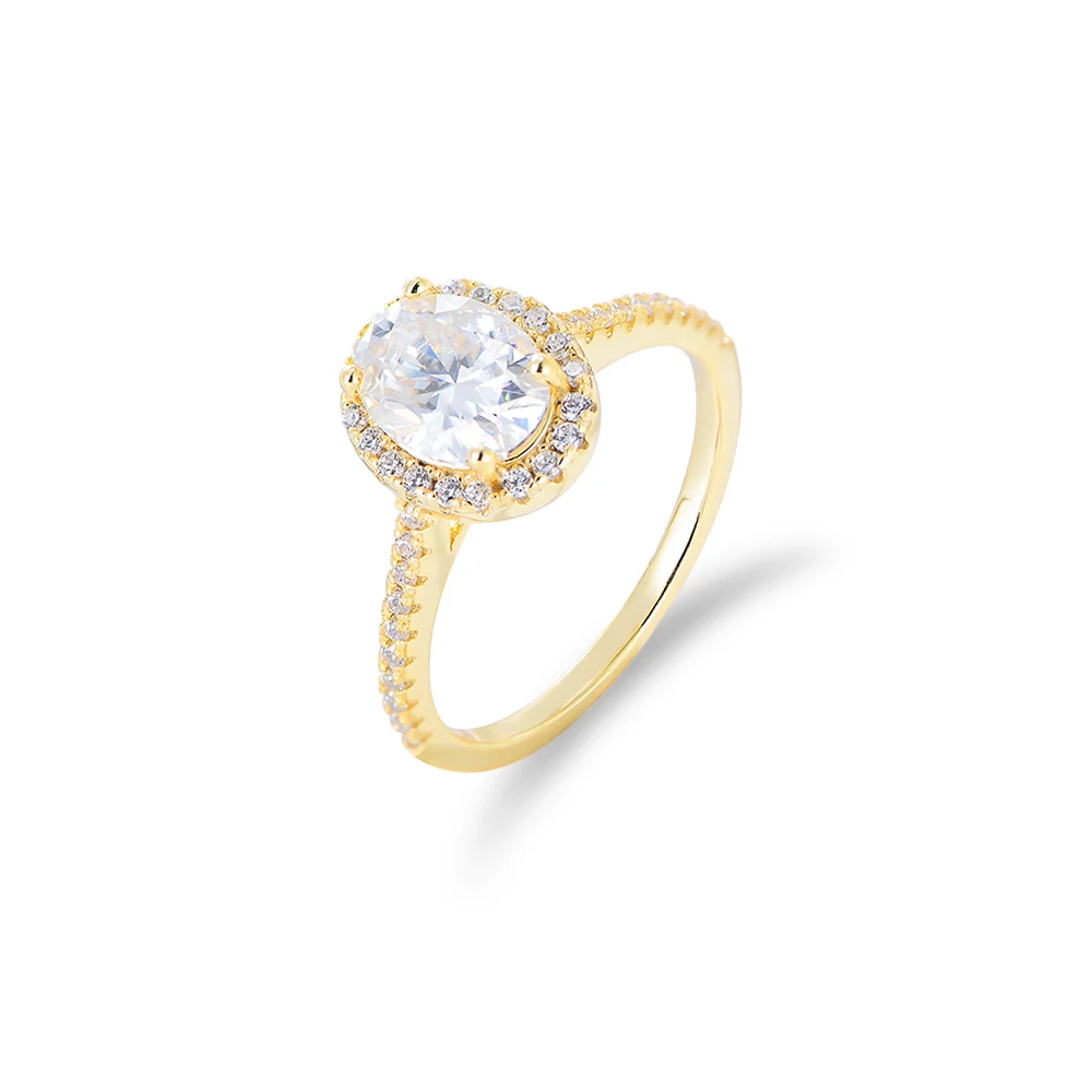 

Diamond Ring Gold Customization Minimalist Design 925 Sterling Silver Oval Engagement Wedding 30 Women's Zircon Round Peishang
