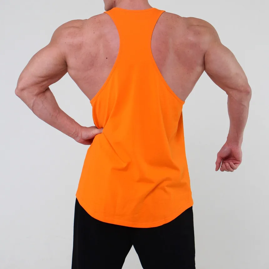 Men's Custom I Shaped Back Tank Top Quick Dry Gym Muscle Tee Fitness Sports Deep Cuts Gym Training Workout T-shirt
