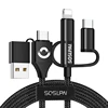 2019 new arrived universal multi usb charger cable nylon fabric braided android usb data charging cable 5 in 1