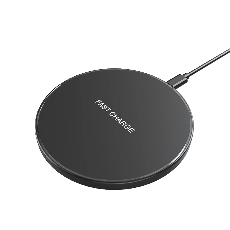 

factory price round ABS wireless charger pad holder for all smart phones, Black