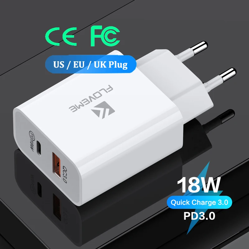 

Free Shipping 1 Sample OK CE FCC Approved 18W Fast Charging QC 3.0 Type-c Wall Travel Charger Adapter For Smartphones iPhone 12