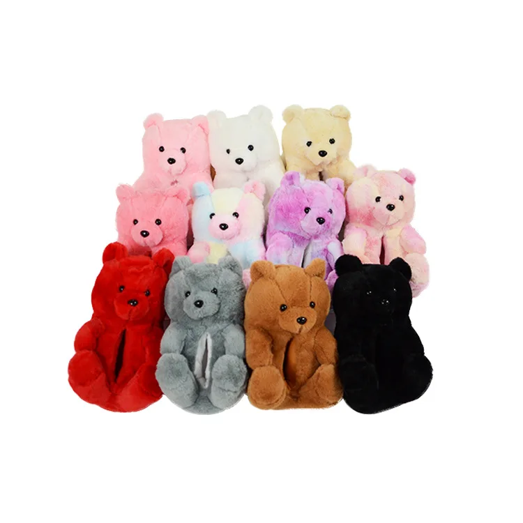 

teddy bear slippers for women girl thickened plush slippers in winter keep warm cute comfortable slippers