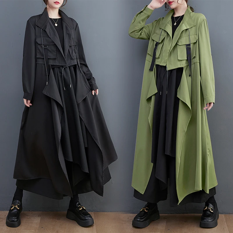 Boutique Wholesale 2026 Autumn New Solid Color Loose Slimming Mid Length Suit Collar Women's Coat