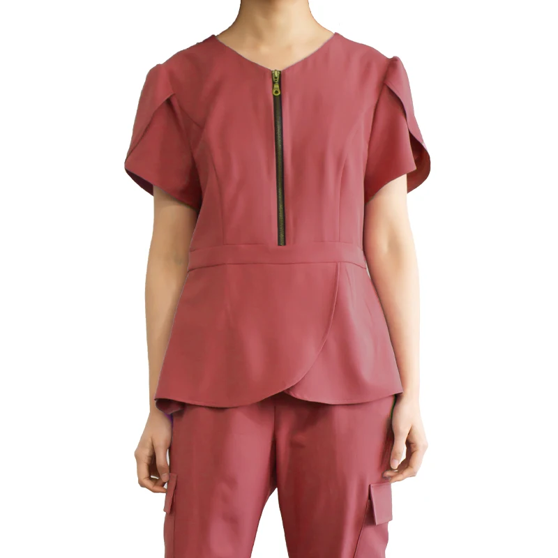 

Fit Plain Dyed Short Sleeves Tulip Salon Workwear Nursing Scrub Sets Jogger Hospital Uniforms Factory Cheap Fashionable Slim