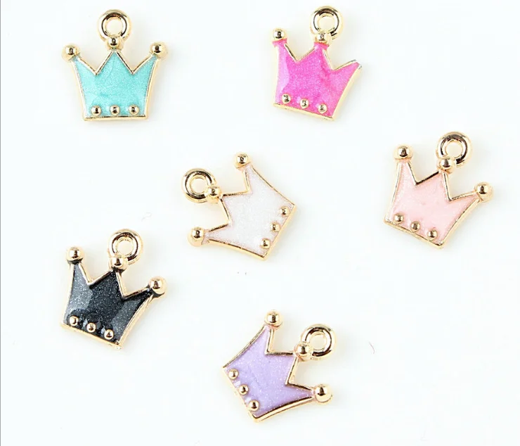 

Custom metal alloy crown charms for bracelet jewelry diy accessories enamel crown charms, 6 colors as picture