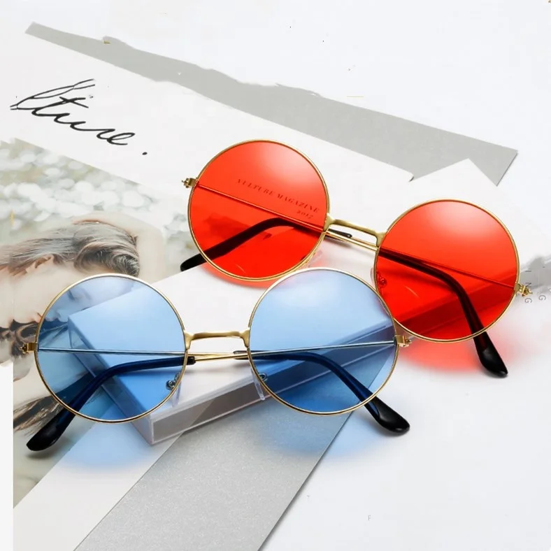 

Wholesale custom adult sun glasses shades activity oculus cheap price round colorful uv400 lenses metal frame sunglasses