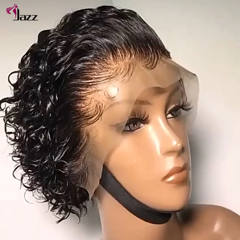 

Loose Water Wave Short Pixie Cut Lace Front Human Hair Wig Curly Brazilian Bob Lace Frontal Pixie Curls Wig for Black Women