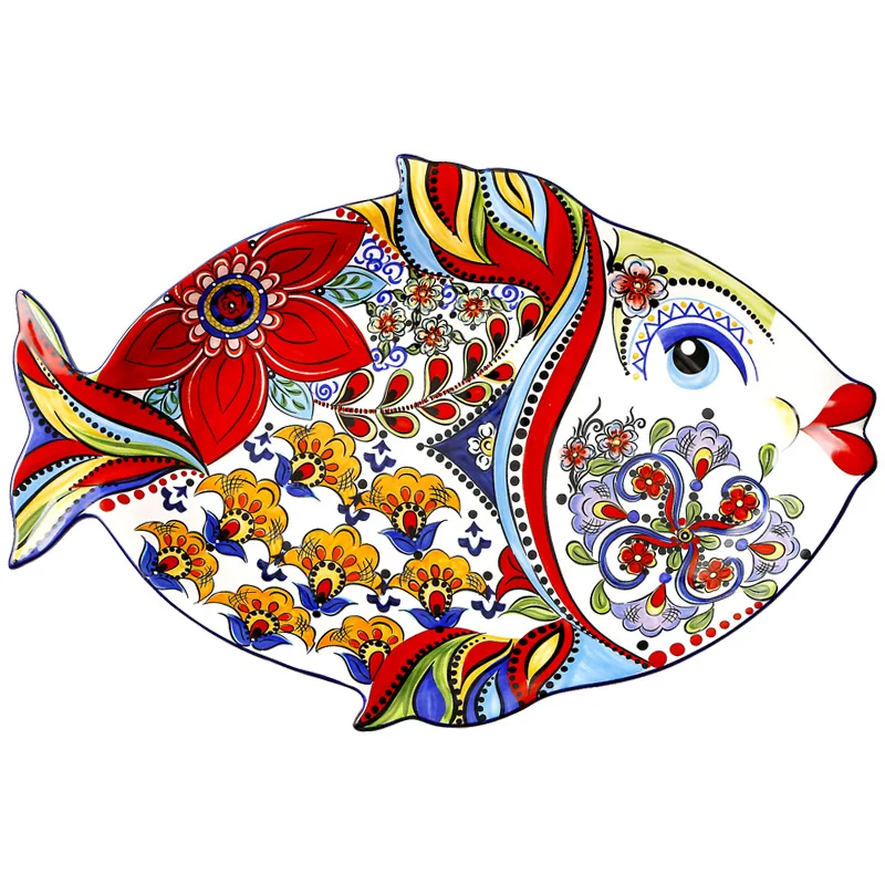 

European special-shaped plate creative fish-shaped dinner plate ceramic large fish plate