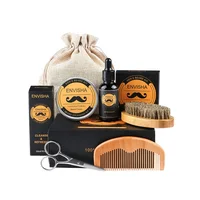 

Private Label Wooden Comb And Balm Brush Set Organic Growth Oil Beard Grooming Kit for Men Care