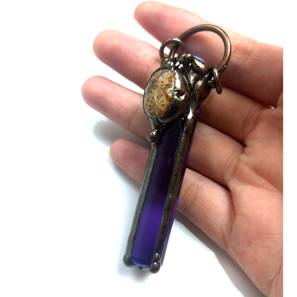

Soldered Jewelry Antique Bronze Plated Purple QUARTZ long bar Crystal Amethyst Pendant agate gemstone charms for handmade crafts, Purple, white etc.