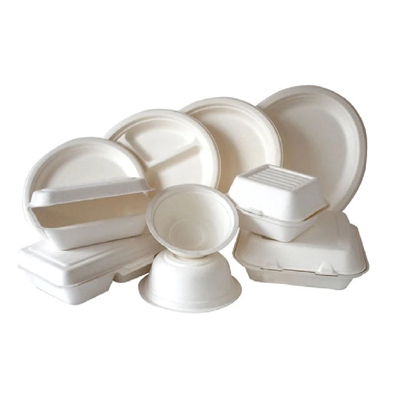 

QIANCHENG 15%Off Disposable Biodegradable Sugar cane Bagasse Pulp Food Lunch Box With Lid, White color,natural color