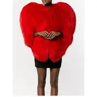 

A3369 Plus Size Christmas Winter Faux Fur Ladies Coat Red Heart-shaped Jacket For Mature Women