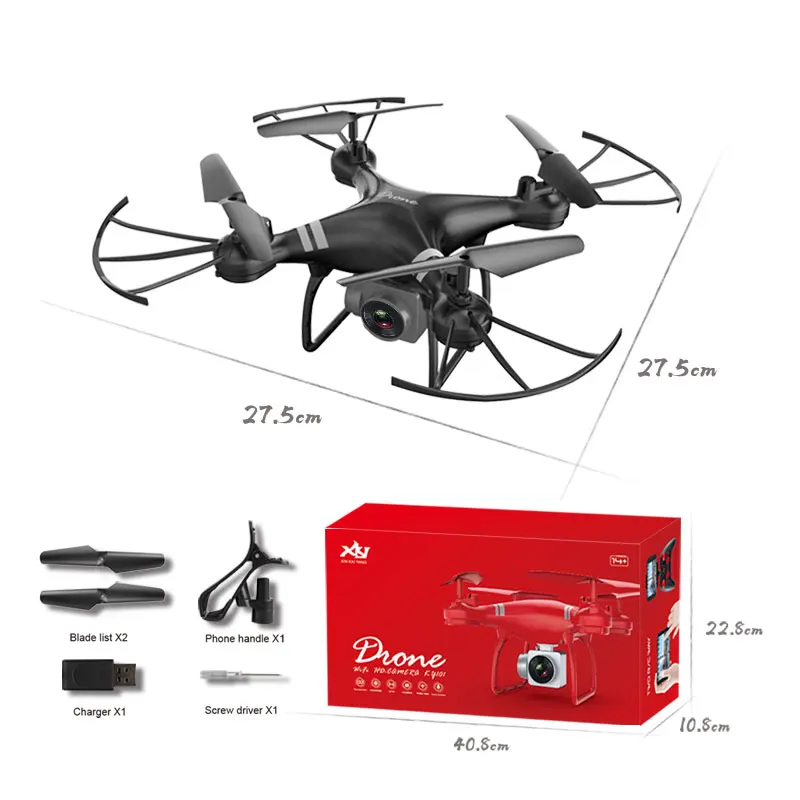 

Remote Control 2.4Ghz Cheap RC Drone with Long Flight Time Installed HD 4k Camera Quadcopter Helicopter Toy Drones for Kids, Black, white, red