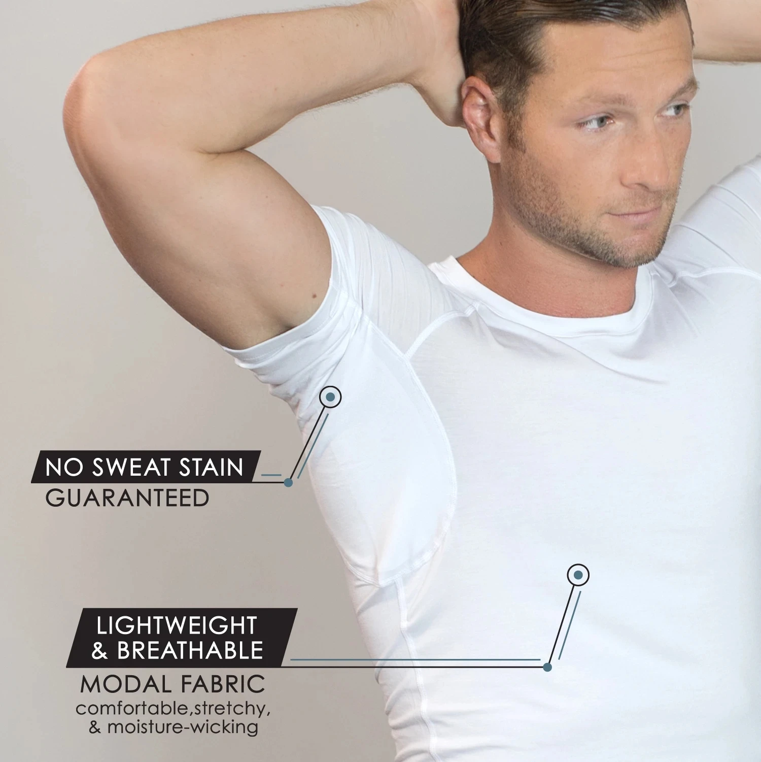 

Custom against underarm sweat stains proof super soft lenzing modal blank boy's men's plus size t-shirts sweatproof undershirt