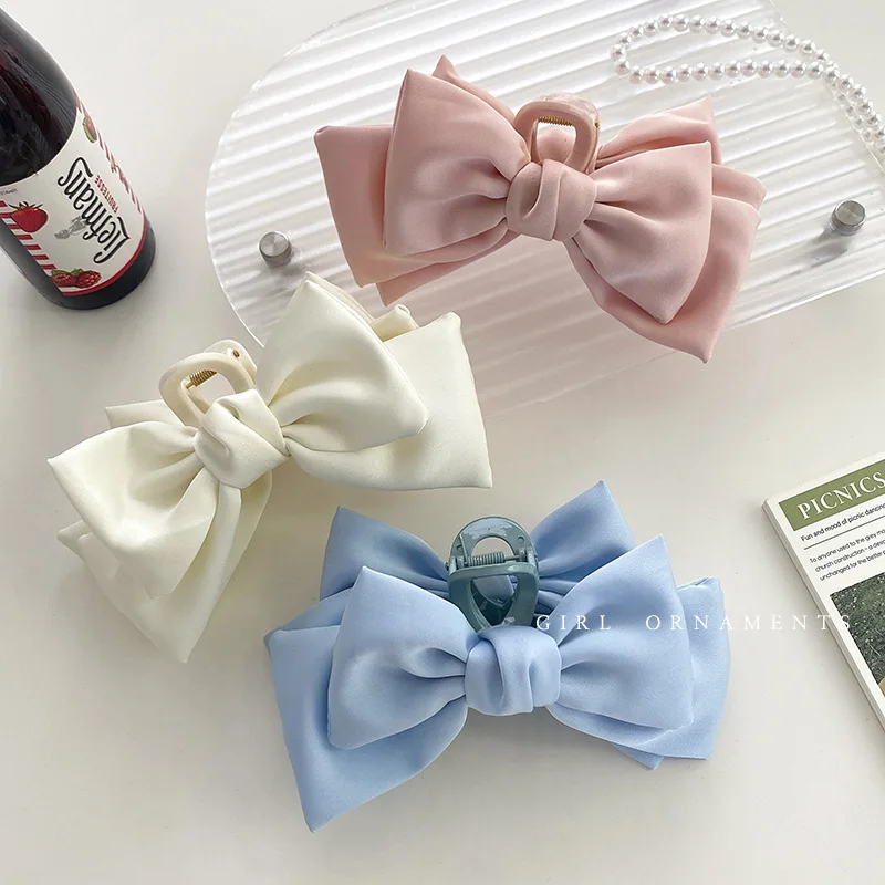 

Garra Del Pelo Summer Oversized Bowknot Clamping Clip Cute Sweet Back Hair Clip Pink White Hair Bow Claw Clips