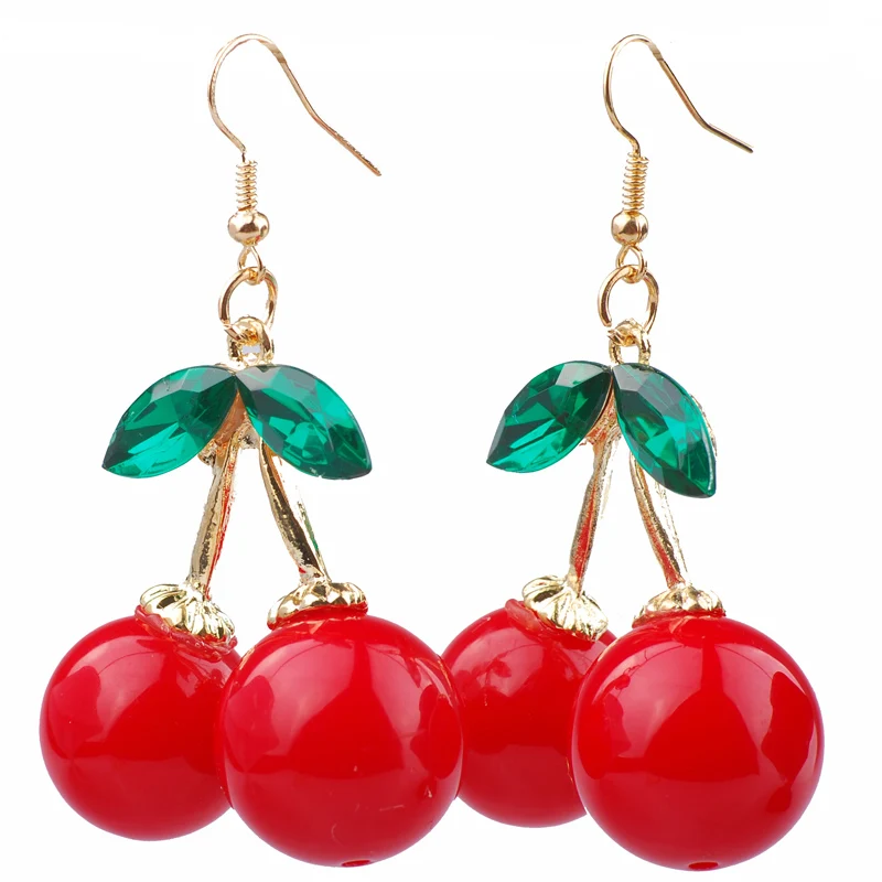 

Crystal Earrings 2021 Wholesale Latest Korean Fruit Cute Stud Crystal Earrings For Women, Alloy metal