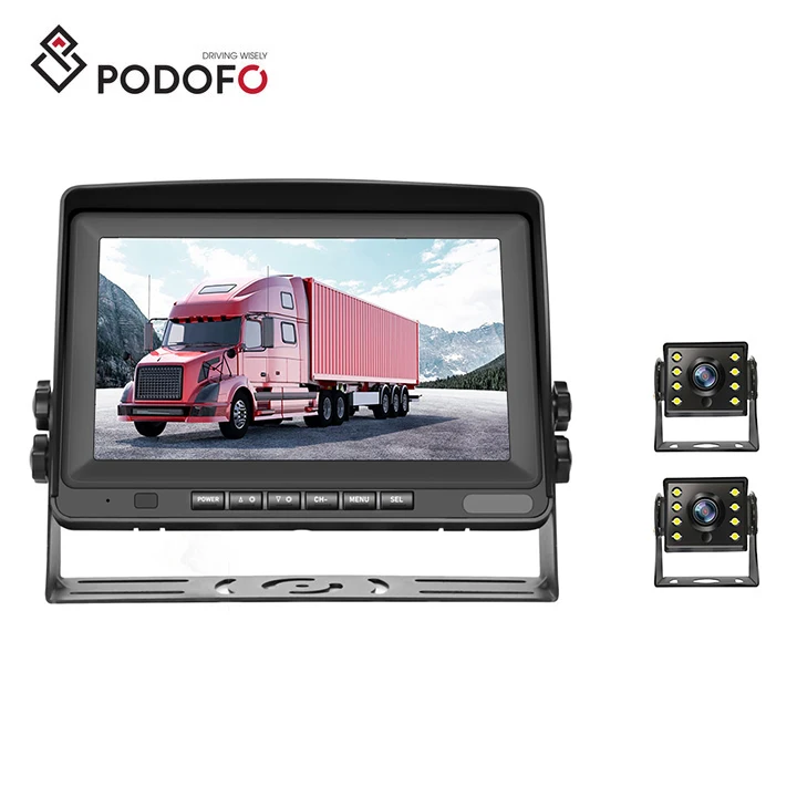 

Podofo Digital AHD 1080P Reverse Camera Kit 8" Split Monitor 2x Camera Waterproof with 15M Cable for Bus/Truck/Camper/Trailer