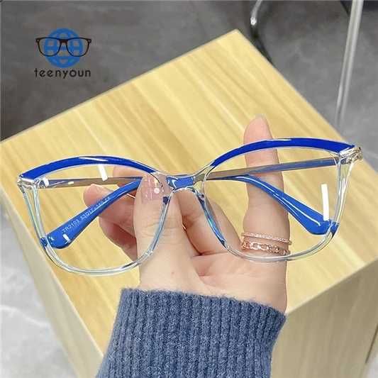 

Teenyoun Trend Spectacles Frames Women Fashion Optical Eyeglasses Metal Frame Blue Light Blocking Glasses