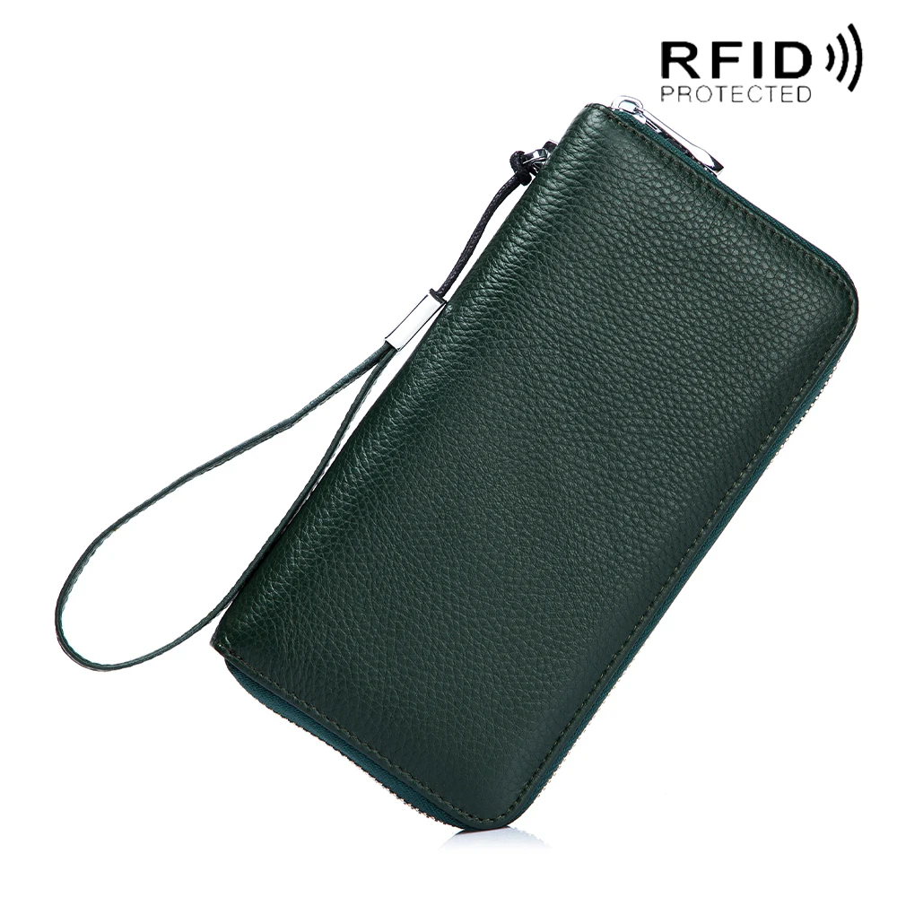 

Luxury Leather Ladies Money Purses Bank Card Holder RFID Blocking Long Leather Wallets for Women