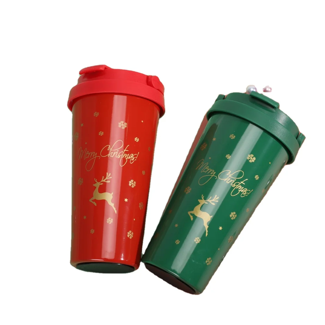 

2020 Christmas Stainless Steel Coffee Mug Insulated Vacuum Tumbler Cup, Red, green