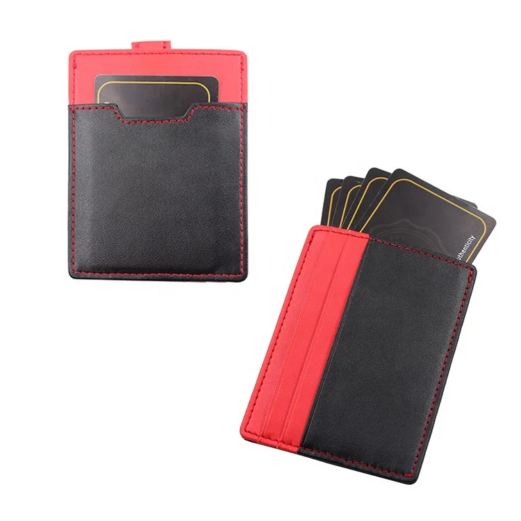 

Super Slim Minimalist Custom Designer Mini Small PU Leather Rfid Mens Visa Credit Card Holder With Pull Tab