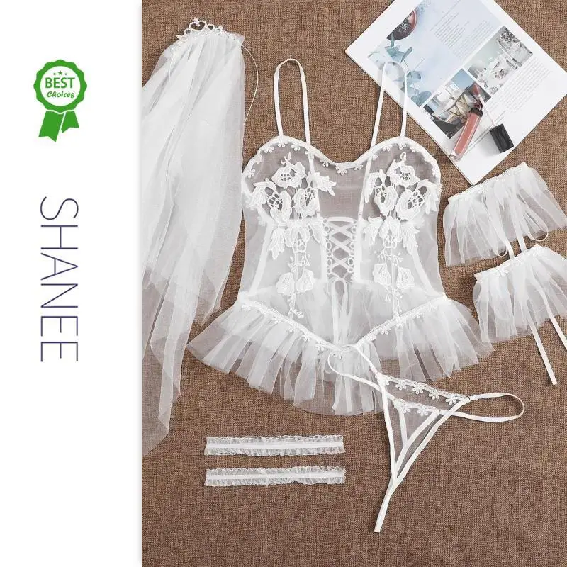

SHANEE 5pack Lace Appliques Mesh Costume Set With Veil For Women SL2103701-SLC