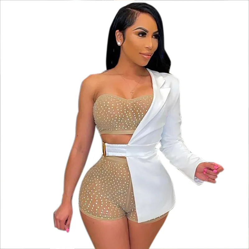 

Irregular Blazer Women Fashion White Black Blazers Coat Vintage One Long Sleeve Ladies Suit Outerwear Chic Jacket B1345
