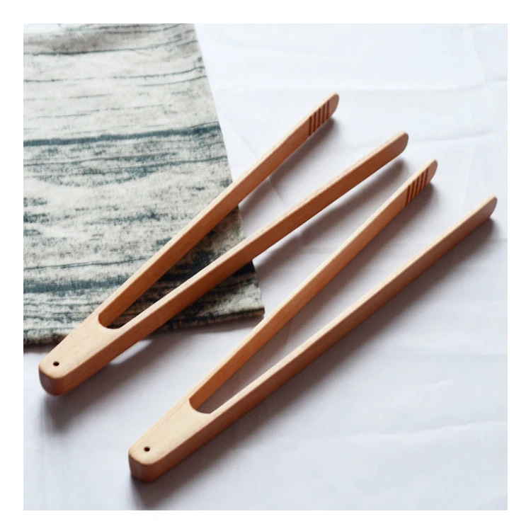 

New product kitchen supplies wooden baking bread snack food salad barbecue steak clip tong, Solid color