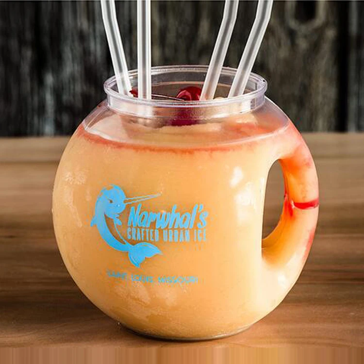Frozen Drink 42oz Plastic Smoothie Plastic Fish Bowl Cup Daiquiri