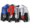 New Design Men Windbreaker Jacket Long Sleeve Letter Print Hooded Cap Canvas Waterproof Custom Bomber Jacket