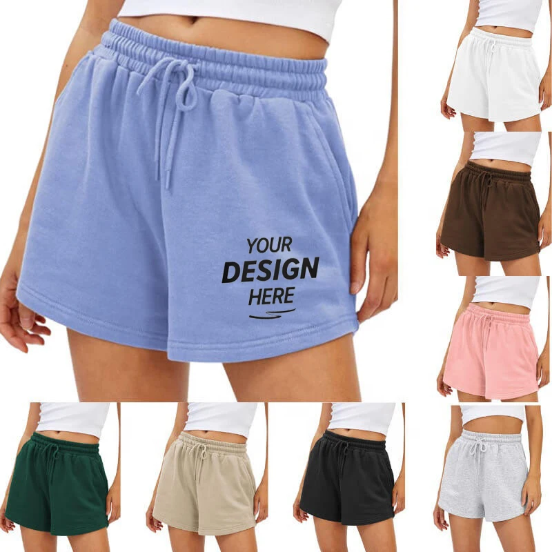 HG109M OEM Custom Logo Wholesale Pastel Color Wholesale Custom Logo Women Shorts Summer Cotton Shorts