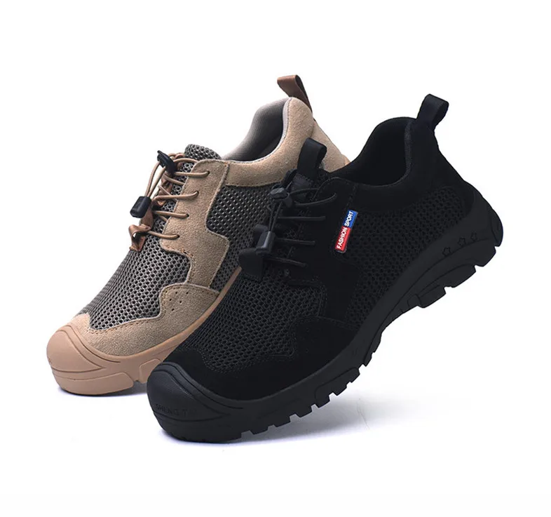 

Factory Direct sales anti-smashing anti-stabbing wear summer Lightweight Steel plate construction safety shoes, Black or any you want