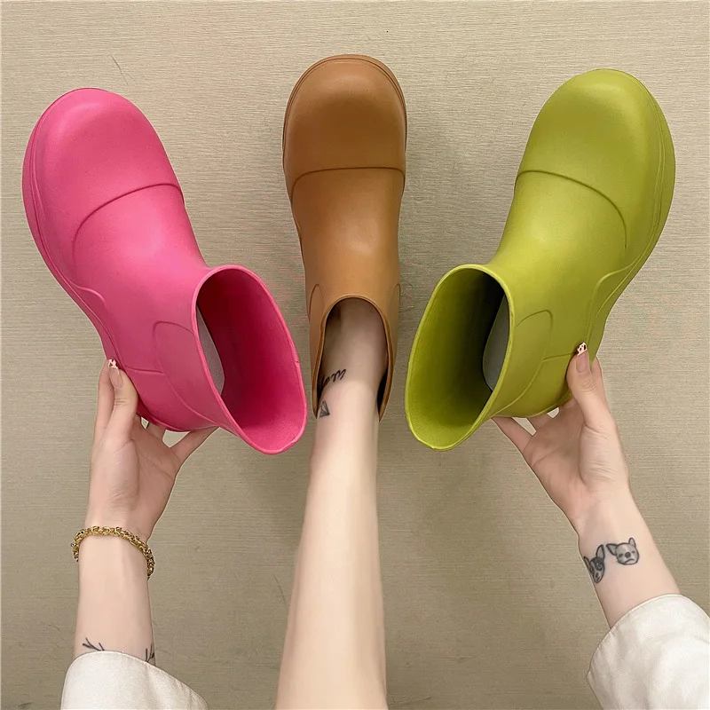 

XZ359 Ladies Fashion Candy Color Platform Rain Boots Cheap Price Eva Boots, As picture or custom