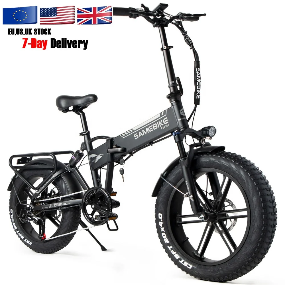 

US warehouse Black Color 20 Inch 48V/10Ah Lithium-ion Battery 7 Speed Disc Brake 4.0 Fat Tire Electric Folding Bike