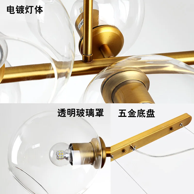 
Big italian hand blown smokely color glass ball modern colored bubble led chandelier pendant light 