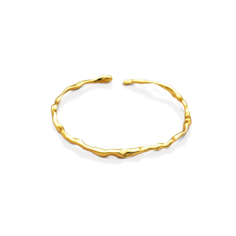 

Chris April 925 sterling silver 18k gold plated minimalist bangle bracelet for women