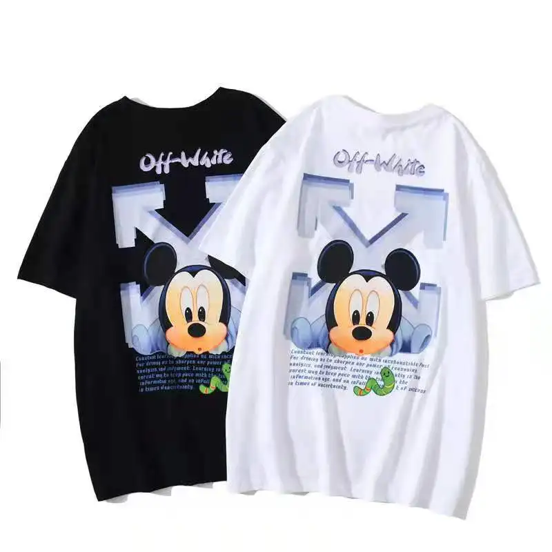 

Spring / Summer 2021 new OFF cartoon pattern round collar sleeve head male and female same short sleeves a wholesale, Custom color