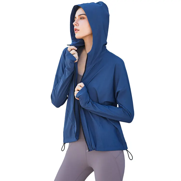 

77% nylon 23% spandex Women's Yoga Wear Jacket Sports Workout Zip Up Long Sleeve Sweet Shirt Fitted Yoga Jacket