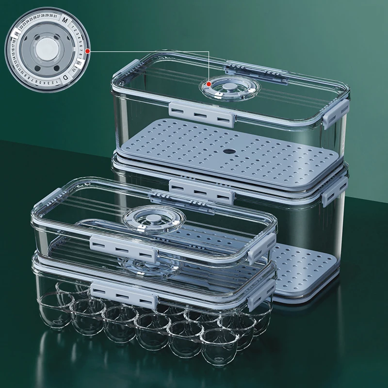 

high quality plastic 4pcs airtight food container storage set with lids Drain vegetable box for kitchen