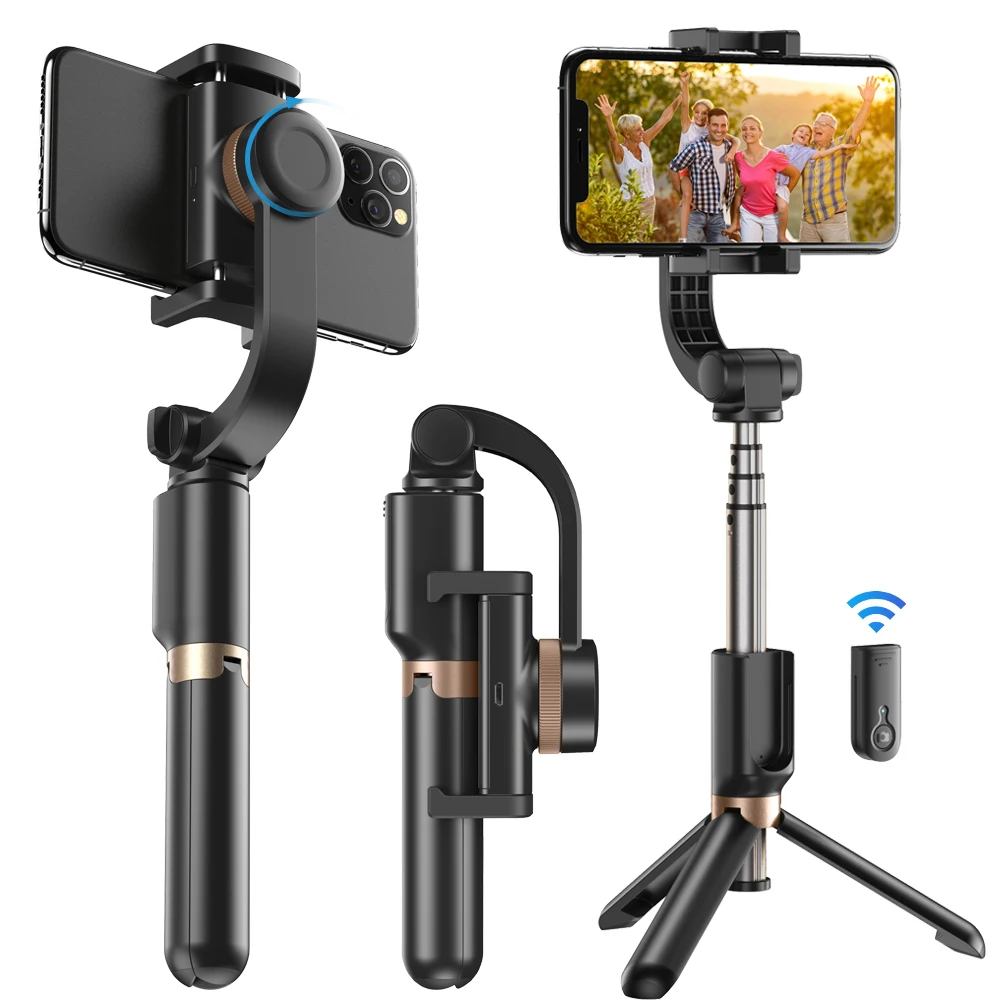 

APEXEL New selfie mobile gimbal stabilizer for phone camera stabilizer single-axis pocket gimbal stabilizer for smartphone, Black