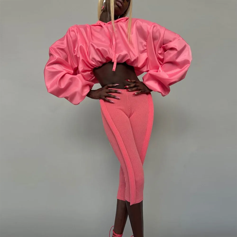 

YIWU QIUDUN Ins Trendy Female Tube Cirton Leggings 3D Decoration Hot Slim Pink Pants